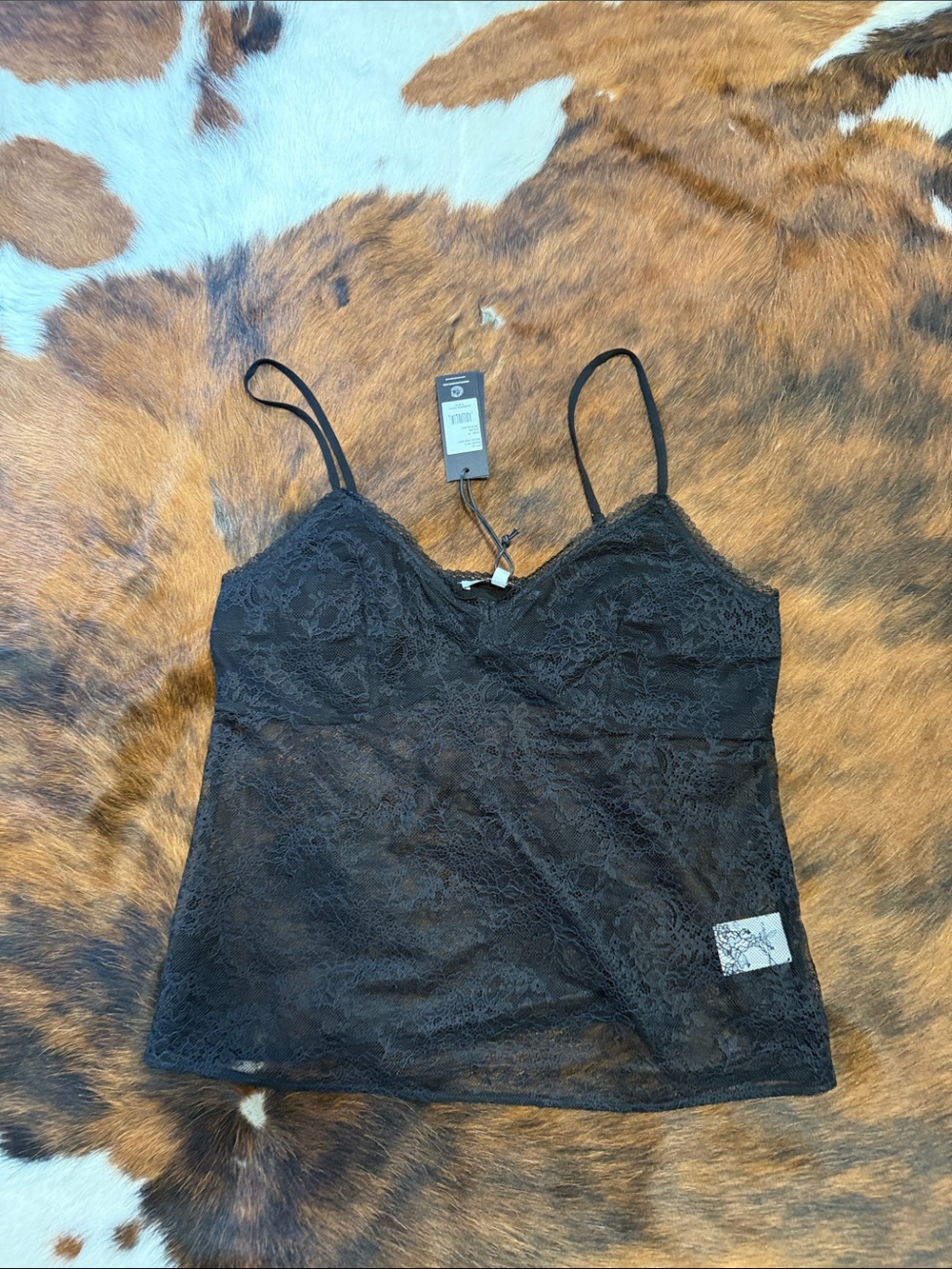 Rebecca Minkoff Black Lace Camisole with Spaghetti Straps